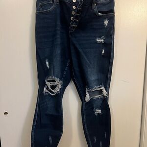 KanCan Dark Blue Distressed Women Jeans